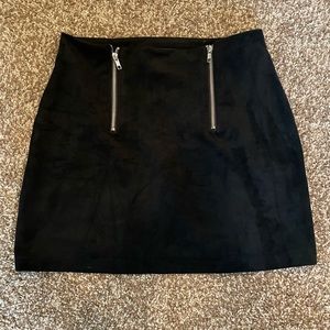 Adorable Forever 21 Black Suede Two Zipper mini skirt